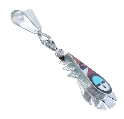 Native American Zuni Multicolor Multistone Sunface Inlay Pendant JX122822